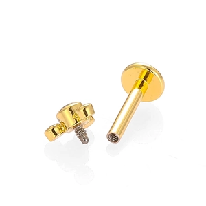 Piercing labret en acier inoxydable 316L doré avec design de fleur à filetage interne