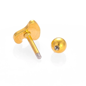 Minimalist gold heart-shaped 316L stainless steel helix stud earring with screw back