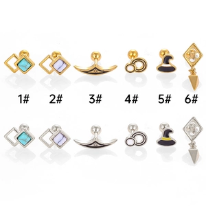 316L stainless steel screw-back stud earrings set in gold and silver finishes