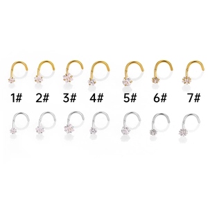 316L Stainless Steel Nose Studs For Women Men Square Heart Star Cubic Zirconia Body Piercing Jewelry Gold Silver L-Shape