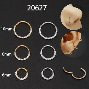 Minimalist Stainless Steel Zirconia Inlaid Hinged Segment Ring Piercing Jewelry Gold Silver Hoop For Nose Ear Cartilage Unisex