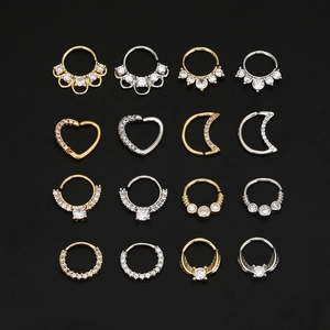 16-teiliges Nasenring-Set mit Herz, Mond und Zirkon-Pavé in Silber- und Gold-Optik
