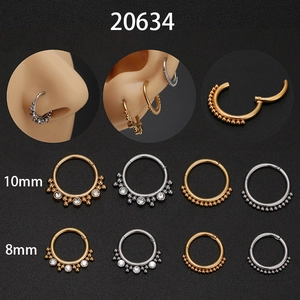 316L Stainless Steel Hinged Clicker Segment Ring For Nose Septum Helix Cartilage Piercing Jewelry Inlaid Zirconia Beaded Earrings Unisex Fashion Accessory