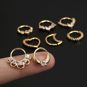 Nasenringe in Gold mit Zirkonia-Mikropflaster in Herz- und Mondform für Damen