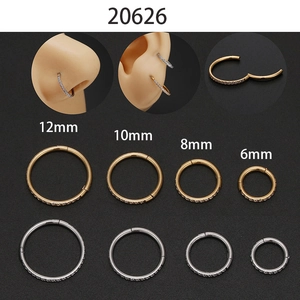 316L Stainless Steel Zirconia Inlaid Round Nose Ring Earrings Fashion Body Piercing Hoop Jewelry For Women Men Gold Silver