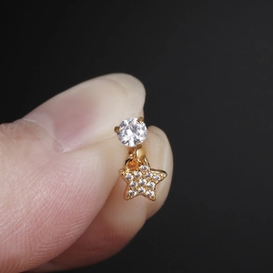 Elegant gold-plated star dangle earrings with sparkling cubic zirconia for a trendy look