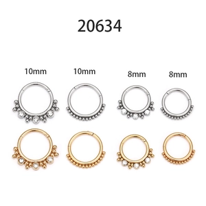 316L stainless steel nose rings and cartilage hoops in silver and gold with zircons