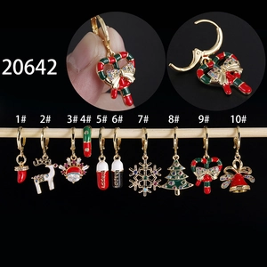 Festive Christmas Halloween Copper Zirconia Drop Earrings For Women Reindeer Snowflake Candy Cane Tree Bell Ear Clip Jewelry