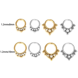 Piercingringe aus 316L-Stahl mit Zirkonia, Stärke 1,2 mm und Durchmesser 8/10 mm