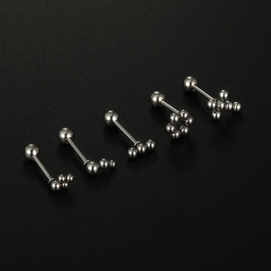 5pcs minimalist stainless steel stud earrings set with ball ends for cartilage piercing