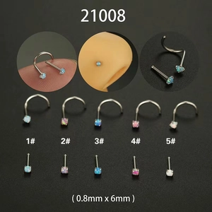 316L Edelstahl Künstlicher Opal Nasenstecker Für Unisex Rund Eingelegt Piercing Schmuck Gerade Stange S-Stange Nasenringe