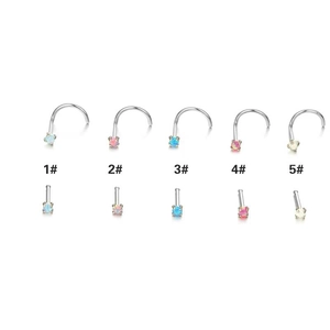 316L Edelstahl Opal Nasenstecker Set mit L-Form und Knochenpfosten in fünf Farben