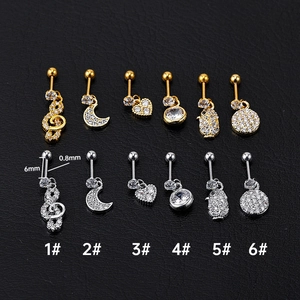 Edelstahl Strass Knorpel Ohrstecker Herz Eule Musiknote Piercing Schmuck Für Damen Herren Schraubverschluss Ohrringe