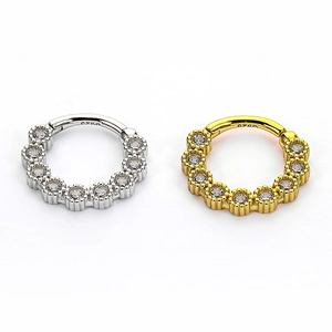 Anneaux de septum clicker en argent S925 or et argent avec pierres de zircone cubique