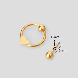 Anello con stella dorata e piercing a bilanciere da 1,2x6mm in acciaio inossidabile