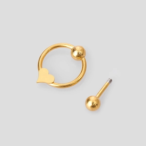 Piercing per elica in acciaio inossidabile 316L dorato con stella e cuore per orecchio