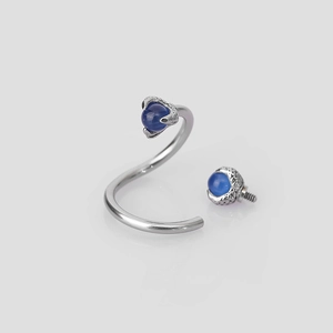 316L stainless steel dragon claw labret stud with blue opal beads and screw thread