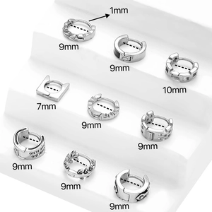 S925 sterling silver hoop earrings set in various minimalist geometric designs and sizes