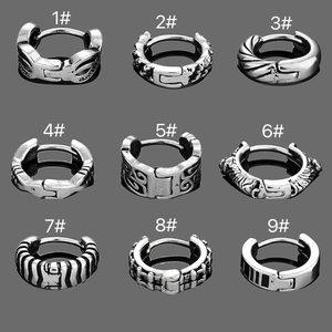 Orecchini a Cerchio Huggie in Acciaio Inossidabile per Uomo Donna Vintage Punk Motivo Geometrico Piercing Gioielli di Moda Argento