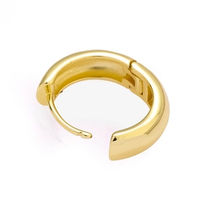 Polished minimalist gold copper hoop earrings with a sleek mirror finish and secure clasp