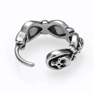 Gothic punk skull hoop earrings in vintage silver stainless steel for men and women