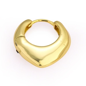 Thick gold-plated hoop earring with a polished geometric teardrop shape and secure clasp