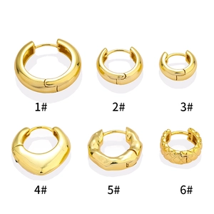 European Fashion Copper Hoop Earrings For Women Retro Chunky Gold Plated Geometric Round Heart Twisted Huggie Earrings Jewelry