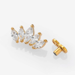 316L stainless steel crown marquise zircon dermal anchor and piercing jewelry set