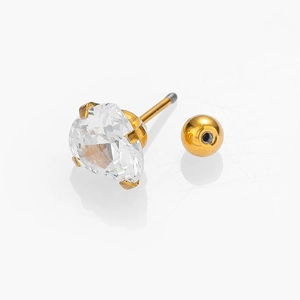 Minimalist 316L stainless steel heart zircon stud earring with a secure ball screw back