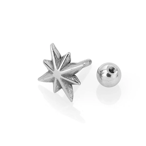 Minimalist 316L stainless steel star stud earring with a polished screw-back ball