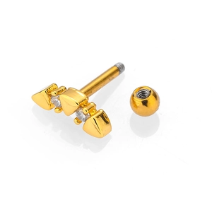 Boucles d'oreilles minimalistes dorées avec éléments triangulaires et zircons