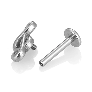 Piercing labret de acero 316L con nota musical y diseño de rosca interna de metal