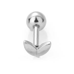 Macro shot of polished silver star flower stud with screw back ball closure detail