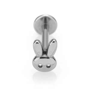 Labret από γυαλισμένο ανοξείδωτο ατσάλι με μίνιμαλ σχέδιο κεφαλής κουνελιού για τρύπημα