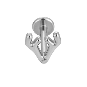 Piercing labret de acero inoxidable 316L con diseño de astas plateadas para el cartílago