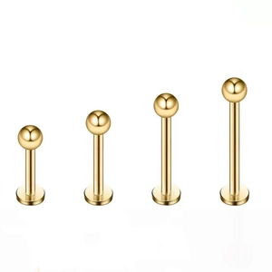 316L roestvrijstalen labret studs met bal in vier verschillende staaf lengtes