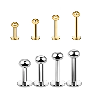 316L Roestvrij Stalen Labret Studs Lipring Oorkraakbeen Piercing Goud Zilver Ronde Bal Platte Achterkant Lichaamssieraden