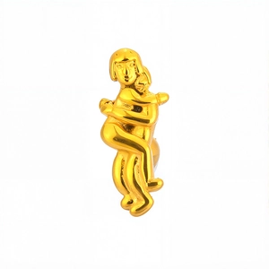 Artistic gold-plated hugging couple earrings with detailed human form and glossy finish
