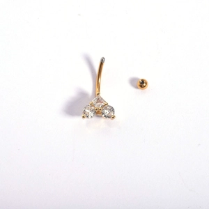 316L stainless steel gold plated belly button ring with sparkling zircon inlay