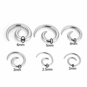 Lot d'écarteurs d'oreilles spirales en acier inoxydable de 2mm à 6mm