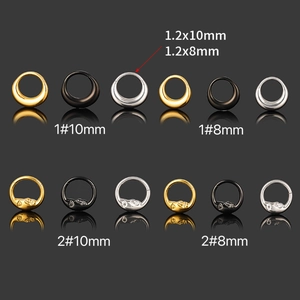 316L stainless steel septum rings in gold, black, and silver finishes with moon design