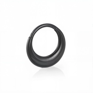 Macro shot of 316L black stainless steel septum ring with seamless conical design