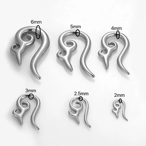 Dehner-Set aus poliertem Edelstahl in 6 Größen von 2 mm bis 6 mm mit Spiralhaken-Design
