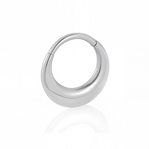 Polished 316L stainless steel nose ring with seamless hinge and thick crescent moon base