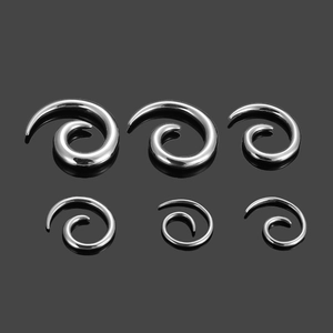 Lot de 6 écarteurs en spirale en acier inoxydable poli de tailles variées pour oreilles