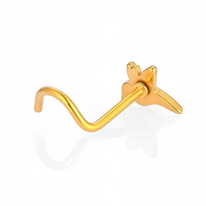 Piercing al naso dorato in acciaio inossidabile con fiocco e barra a spirale a forma di S
