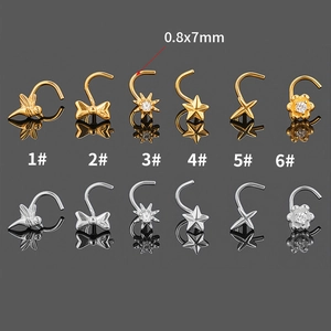 Set di piercing al naso a L in oro e argento con motivi a farfalla e stella