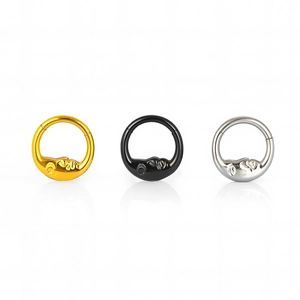 316L stainless steel moon face hoop earrings in gold black and silver colors