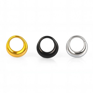Three-piece 316L stainless steel nose rings set in gold, black, and silver finishes