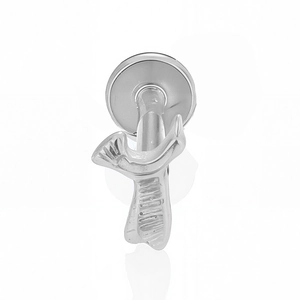 Close-up of polished 316L stainless steel labret stud base with mirror-like finish